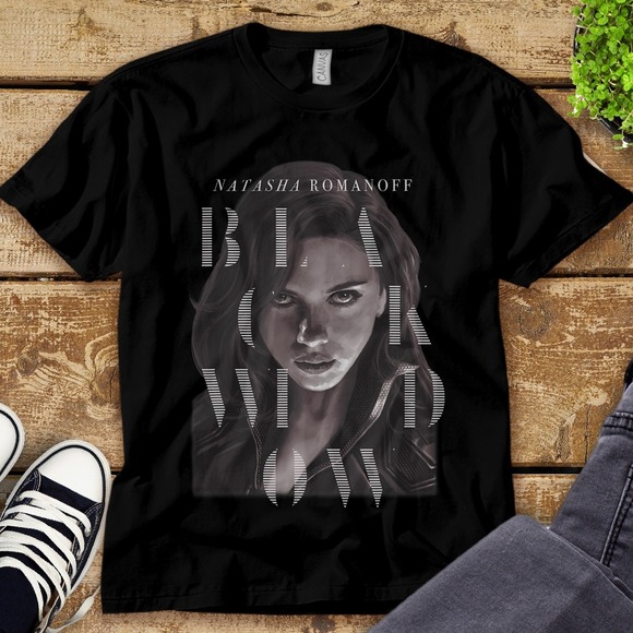 Marvel Black Widow Natasha Romanoff Letter Portrait Unisex Tee Adult T-shirt - Picture 1 of 2